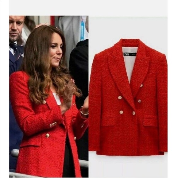 ZARA red double breasted blazer ASO Kate Middleton - Picture 1 of 8